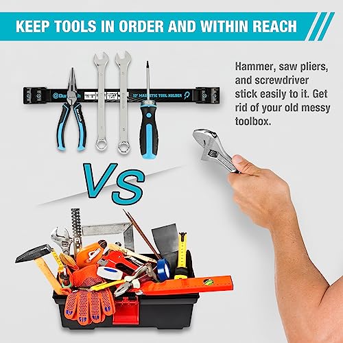 DURATECH 4 Pack 12" Magnetic Tool Holder Strip, Heavy Duty Magnetic Tool Bar, Magnetic Space Saving Tool Organizer with Mounting Screws for Garage, Workshop, Kitchen