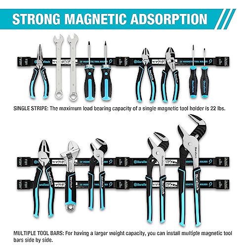 DURATECH 4 Pack 12" Magnetic Tool Holder Strip, Heavy Duty Magnetic Tool Bar, Magnetic Space Saving Tool Organizer with Mounting Screws for Garage, Workshop, Kitchen