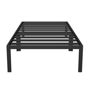 mr ironstone twin bed frame, 14 inch platform heavy duty steel twin size bed frame no box spring needed, metal bed frame with storage, heavy duty steel slat, anti-slip support, quick instal