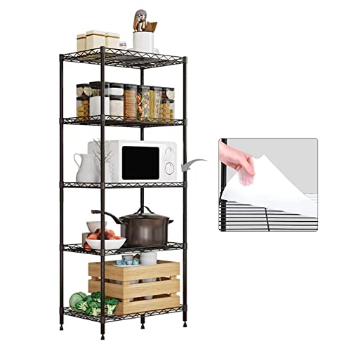 SsngygHme 5 Tier Storage Shelf Wire Shelving Unit Storage Rack Metal for Kitchen Organization, with Leveling Feet, Black (5 Tier)