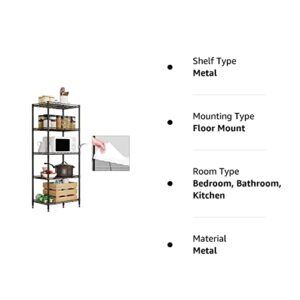 SsngygHme 5 Tier Storage Shelf Wire Shelving Unit Storage Rack Metal for Kitchen Organization, with Leveling Feet, Black (5 Tier)