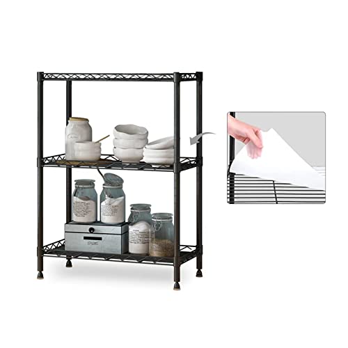 SsngygHme 3 Tier Storage Shelf Wire Shelving Unit Storage Rack Metal for Kitchen Organization, with Leveling Feet, Black (3 Tier)