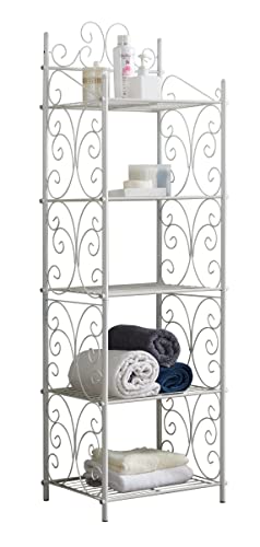 Kings Brand Furniture - 5 Tier Bathroom Storage Shelf Unit, Free-Standing Metal Rack Shelving for Kitchen, Living Room, Hallway, White