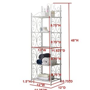 Kings Brand Furniture - 5 Tier Bathroom Storage Shelf Unit, Free-Standing Metal Rack Shelving for Kitchen, Living Room, Hallway, White