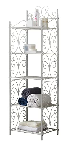 Kings Brand Furniture - 5 Tier Bathroom Storage Shelf Unit, Free-Standing Metal Rack Shelving for Kitchen, Living Room, Hallway, White