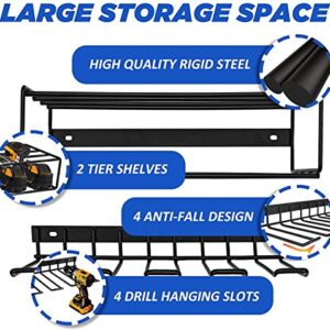 Power Tool Rack, Power Tool Organizer, Garage Utility Rack Tool Organizers and Storage, Drill Holder Wall Mount, Heavy Duty Metal Tool Shelf, Utility Storage Rack for Drill Tool Set (Style A)