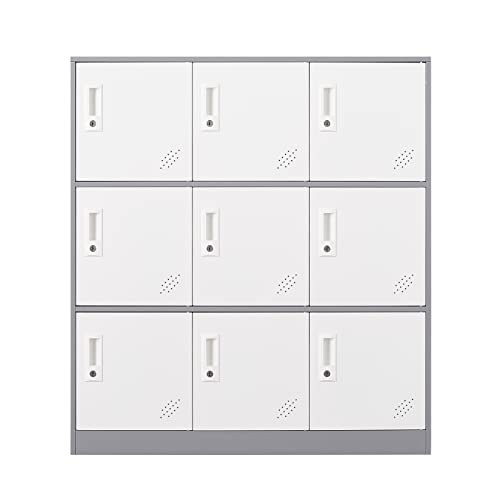 paixisi 9 Doors Locker Storage， Metal Locker Cabinet, Locker Metal Organizer with Lock and lockers for Employees, Kids, Home, Office Storage lockers, Gym Storage for lockers, School…
