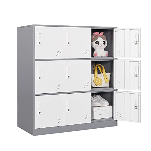 paixisi 9 Doors Locker Storage， Metal Locker Cabinet, Locker Metal Organizer with Lock and lockers for Employees, Kids, Home, Office Storage lockers, Gym Storage for lockers, School…