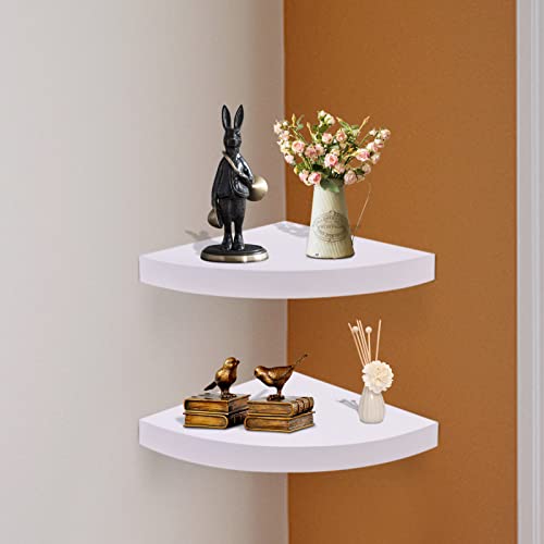 Corner Floating Shelves Wall Mount (2 Pack) (White)