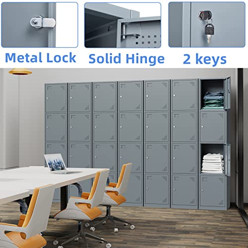 Yizosh Metal Locker for Gym, School, Office, 71" Metal Storage Locker Cabinets for Employees, Students Steel Lockers Four Tier with 4 Doors (Grey)