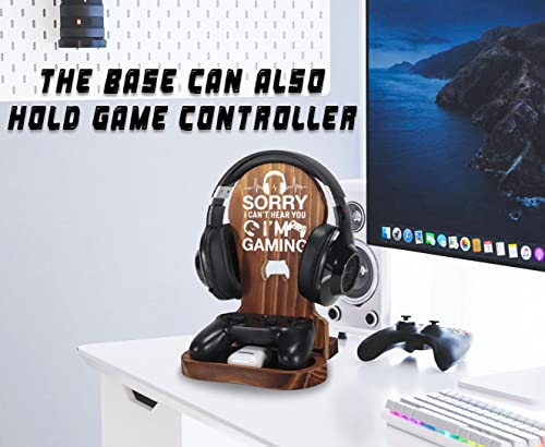 Gamer Gifts for Teenage Boys, Gaming Headphone Stand for Men, Gaming Room Decor Wooden Headset Holder, Son Boyfriend Husband Game Lover Gifts -Sorry I Can't Hear You I'm Gaming