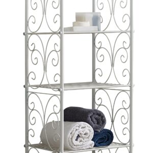 KB Designs - Free-Standing 5 Tier Bathroom Storage Shelf Unit, Metal Rack Shelving for Kitchen Living Room Hallway, White