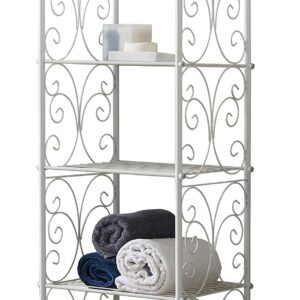 KB Designs - Free-Standing 5 Tier Bathroom Storage Shelf Unit, Metal Rack Shelving for Kitchen Living Room Hallway, White