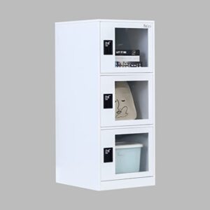 mecolor vertical single tier small locker with padlock latche plastic door 2 or 3 compartment storage for employee,home,office,school,kids (full white, g3v)