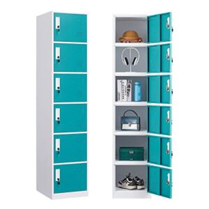 wiilayok locker storage cabinet, metal lockers for employees with keys, 6-tier storage locker for office school gym corridor