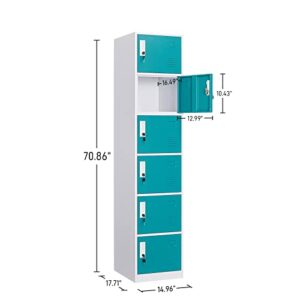 WIILAYOK Locker Storage Cabinet, Metal Lockers for Employees with Keys, 6-Tier Storage Locker for Office School Gym Corridor