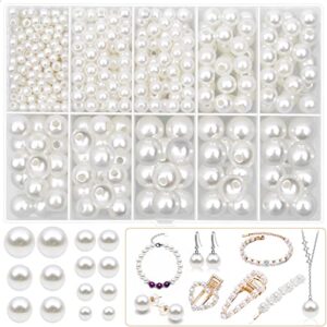 pearl beads for crafts, cludoo 4mm 6mm 8mm 10mm 12mm round pearl beads loose bracelet pearls white pearl beads with hole for diy craft necklaces choker jewelry repairing making