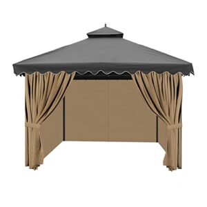 aonear gazebo privacy curtains with zipper 4-panels side wall universal replacement for patio, outdoor canopy, garden and backyard (curtain only) (10' x 12')