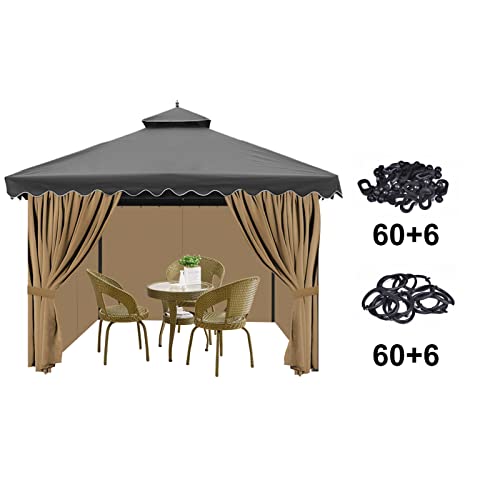 AONEAR Gazebo Privacy Curtains with Zipper 4-Panels Side Wall Universal Replacement for Patio, Outdoor Canopy, Garden and Backyard (Curtain Only) (10' x 12')