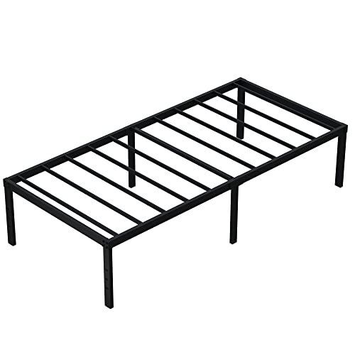 DiaOutro 18 Inch Twin Bed Frame Heavy Duty No Box Spring Needed Metal Platform with Maximum Storage, Easy Assembly, Noise Free, Black