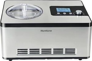 homtone ice cream maker, no pre-freezing automatic ice cream machine 2 quart with built-in compressor and lcd timer for making ice cream,gelato in 30-60 min