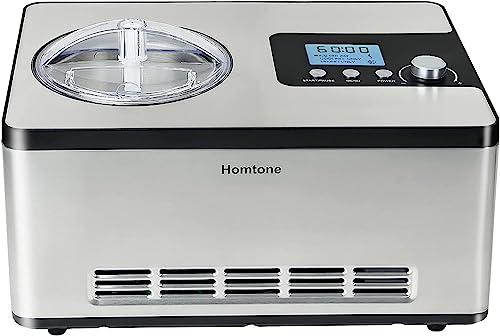 Homtone Ice Cream Maker, No pre-Freezing Automatic Ice Cream Machine 2 Quart with Built-in Compressor and LCD Timer for Making Ice Cream,Gelato in 30-60 min