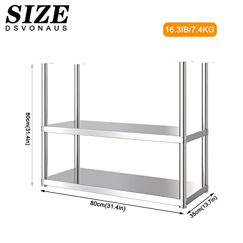 DSVONAUS Ceiling Storage Shelf, 2 Layer Stainless Steel Ceiling Mount Shelf, Hanging Floating Shelves, Organizer Rack for Restaurant Kitchen Bar Cafe Shelf, Easy to Install - 6 Sizes (80×35×80cm)