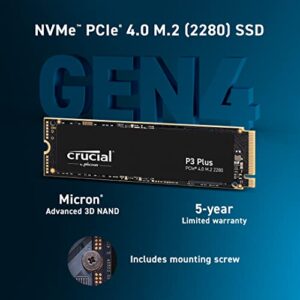 Crucial P3 Plus 2TB PCIe Gen4 3D NAND NVMe M.2 SSD, up to 5000MB/s - CT2000P3PSSD8