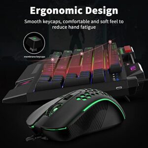 AULA Gaming Keyboard Mouse Headset and Mousepad Combo, Rainbow LED Backlit Gaming Keyboard Mouse Set, USB Wired Bundle for PC Computer Laptop Gamer