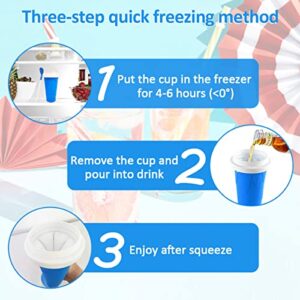 Slushie Cup Maker, Squeeze DIY Quick Frozen Magic Cup Slushy Ice Cream Maker Machine With Lids And Straws Double Layer Squeeze Cups Slushy Maker for Kids/Adults (pink)