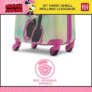 FUL Disney Minnie Mouse 21 Inch Kids Rolling Luggage, Hardshell Carry On Suitcase with Wheels, Pink