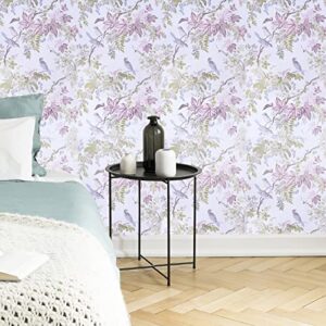 Arthome Peel and Stick Wallpaper Self Adhesive Birds Floral Contact Paper 17 inch × 10 feet Wall Paper Removable Decorative Vinyl for Room and Furniture Decoration.