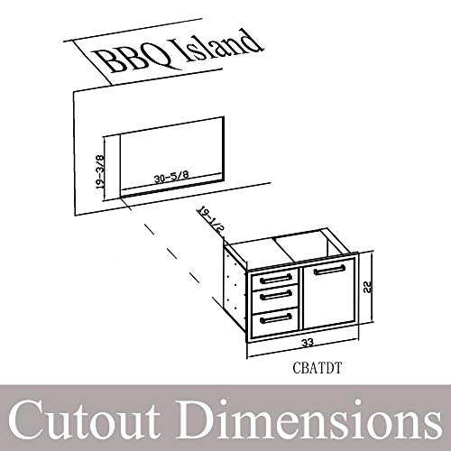 WHISTLER 32-Inch Stainless Steel Triple Drawer & Double Trash Can Drawer Combo