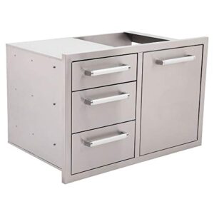 whistler 32-inch stainless steel triple drawer & double trash can drawer combo