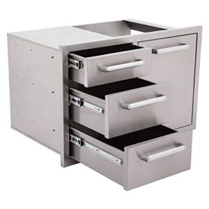 WHISTLER 32-Inch Stainless Steel Triple Drawer & Double Trash Can Drawer Combo