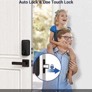 Veise Fingerprint Door Lock Set, Keyless Entry Door Lock, Front Door Handle Sets, Electronic Keypad Deadbolt with Lever Handle, 2 Keys, Auto Lock, Code Door Lock, Easy Installation, Oil Rubbed Bronze