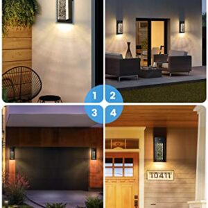 Dusk to Dawn Outdoor Wall Lights Fixture Exterior Porch Lights LED Wall Sconce with Crystal Glass, Waterproof Outdoor Lights for House with Photocell Sensor 12W, 3000K for Garage, Patio(2 Pack)