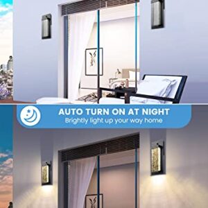 Dusk to Dawn Outdoor Wall Lights Fixture Exterior Porch Lights LED Wall Sconce with Crystal Glass, Waterproof Outdoor Lights for House with Photocell Sensor 12W, 3000K for Garage, Patio(2 Pack)