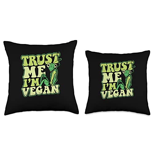 Praying Mantis Gifts & Accessories Trust Me I'm Vegan-Insects Entomology Praying Mantis Throw Pillow, 16x16, Multicolor