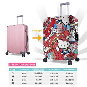 ISUNIET Washable Elastic Cartoon Pink Cat Luggage Cover Travel Suitcase Protective Cover Trunk Case Fits 18''-32'' Suitcase Protector Baggage With Concealed Zipper Gifts for Women Girls Map 4 Small