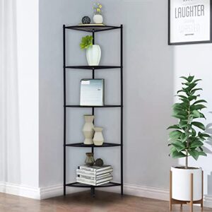 upvoted 5-tier metal corner wire shelf compact shelving display unit plant stand rack freestanding for kitchen, office, bedroom, living room, black