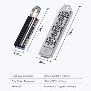 GRAUGEAR PS5 Heatsink SSD Cover Set, M.2 NVMe PS5 SSD Heatsink, Metal Heat Dissipation Cover, Copper Heat Pipe and Aluminum Fin for Playstation 5 SSD NVMe PCIe 4.0 Storage [G-PS5HS03]