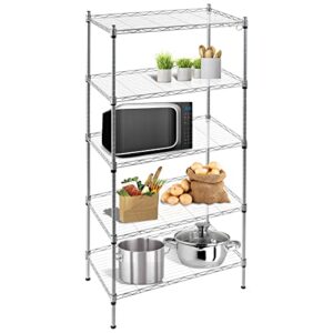 Mogusier 5-Tier Wire Shelving Rack Adjustable Metal Shelf Storage Rack 23.6x14 x59 in Kitchen Bathroom Steel Storage Organizers