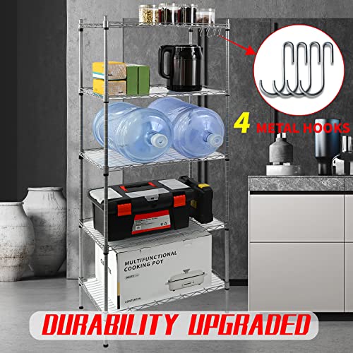 Mogusier 5-Tier Wire Shelving Rack Adjustable Metal Shelf Storage Rack 23.6x14 x59 in Kitchen Bathroom Steel Storage Organizers