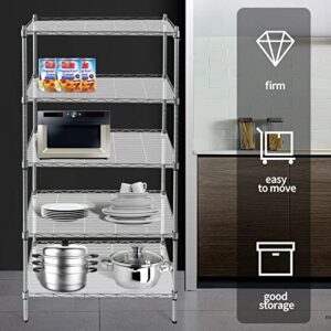 Mogusier 5-Tier Wire Shelving Rack Adjustable Metal Shelf Storage Rack 23.6x14 x59 in Kitchen Bathroom Steel Storage Organizers