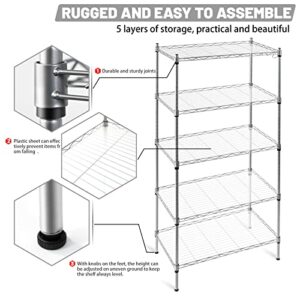 Mogusier 5-Tier Wire Shelving Rack Adjustable Metal Shelf Storage Rack 23.6x14 x59 in Kitchen Bathroom Steel Storage Organizers