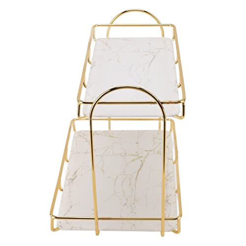 Naroote Cosmetics Storage Rack Perfume Holder Skin Care Shelf 2-Layer Corner Makeup Rack Gold Ball Storage Rack, 2layer Large Golden Kitchen Bathroom Cosmetic Storage Rack for Bedroom