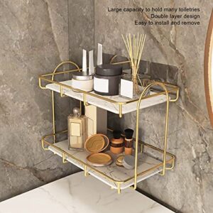 Naroote Cosmetics Storage Rack Perfume Holder Skin Care Shelf 2-Layer Corner Makeup Rack Gold Ball Storage Rack, 2layer Large Golden Kitchen Bathroom Cosmetic Storage Rack for Bedroom