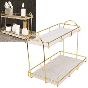 Naroote Cosmetics Storage Rack Perfume Holder Skin Care Shelf 2-Layer Corner Makeup Rack Gold Ball Storage Rack, 2layer Large Golden Kitchen Bathroom Cosmetic Storage Rack for Bedroom