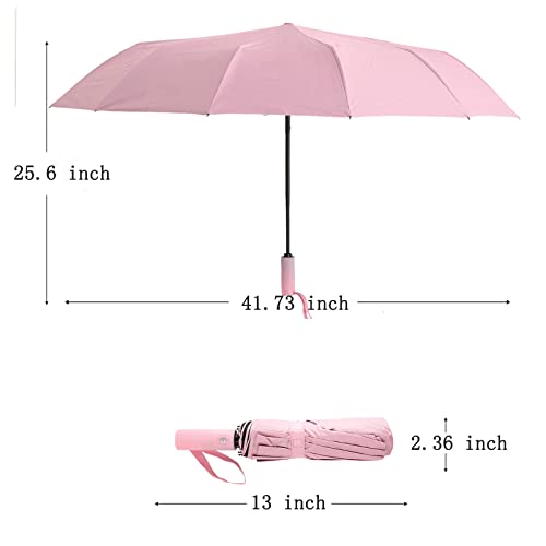 LGGETRICH Windproof Umbrella UPF 50+ UV Sun Travel Umbrella Auto Open Close Compact Folding Umbrella Blocking UV 99.99%，Pink